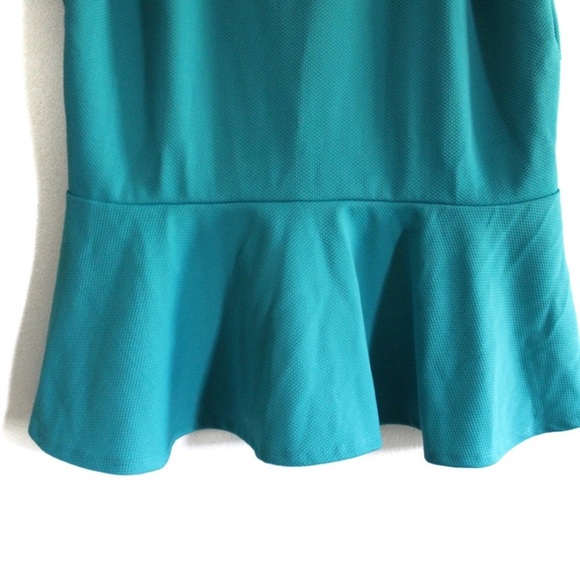Cato Textured Teal Peplum Short Sleeve Top Large Preowned - Picture 3 of 5